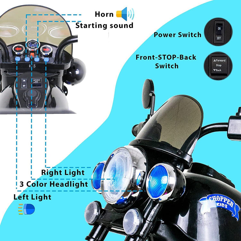Load image into Gallery viewer, 3-Wheel Electric Motorcycle for Kids with LED Headlights and Rechargeable Battery

