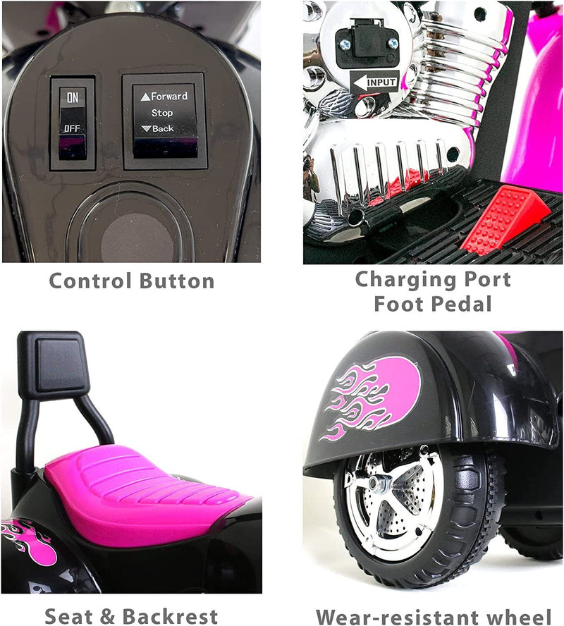 Load image into Gallery viewer, 3-Wheel Electric Motorcycle for Kids with LED Headlights and Rechargeable Battery
