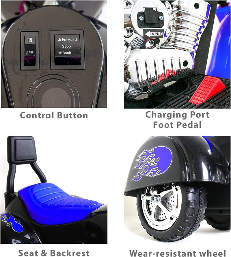 Load image into Gallery viewer, 3-Wheel Electric Motorcycle for Kids with LED Headlights and Rechargeable Battery
