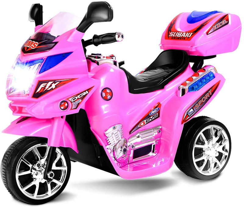 Load image into Gallery viewer, 3-Wheel Electric Ride-On Motorcycle with Pink Headlights, 6V Battery Powered
