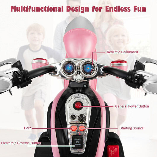 3-Wheel Kids Motorcycle in Pink for Adventurous Playtime