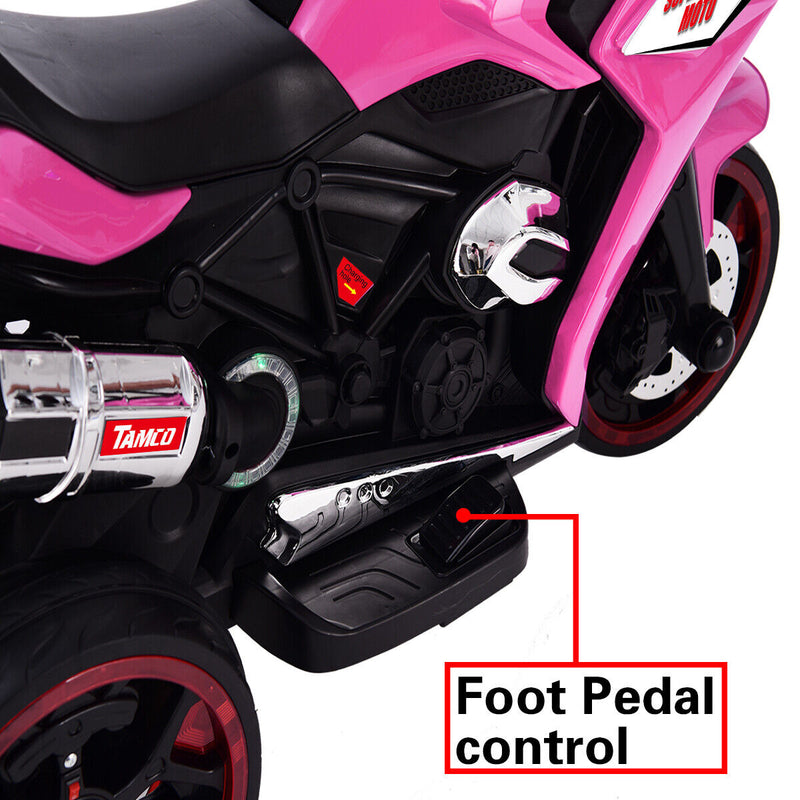 Load image into Gallery viewer, 3-Wheel Kids Ride-On Motorcycle with LED Lights, Music, and Pink Screen
