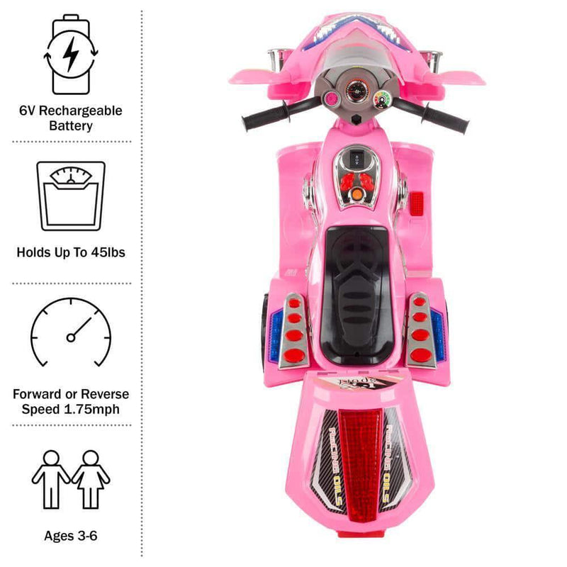 Load image into Gallery viewer, 3-Wheel Pink Battery Powered Motorcycle Ride-On Toy for Kids
