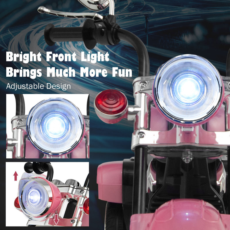 Load image into Gallery viewer, 3-Wheel Pink Chopper Motorcycle for Kids with Lights and Horn
