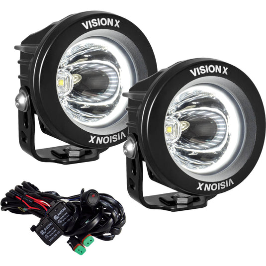 3.7" Optimus Round 15º Beam with White Halo LED Light Kit