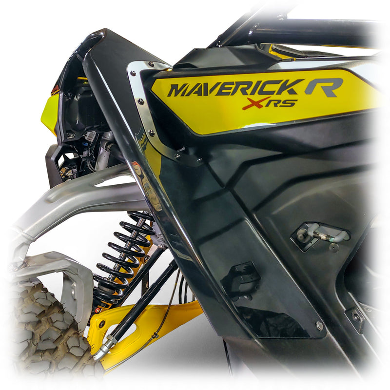 Load image into Gallery viewer, Black ABS front fender cover kit for Can-Am Maverick R 2024+, ready for wrap or paint
