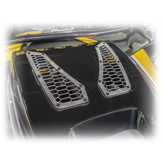 Aggressive hood scoop upgrade, aluminum mesh venting, for 2024+ Maverick R