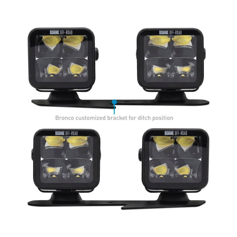 Load image into Gallery viewer, Borne Off-Road 21+ Bronco Light Pods 4pc Ditch 3x3 Spot
