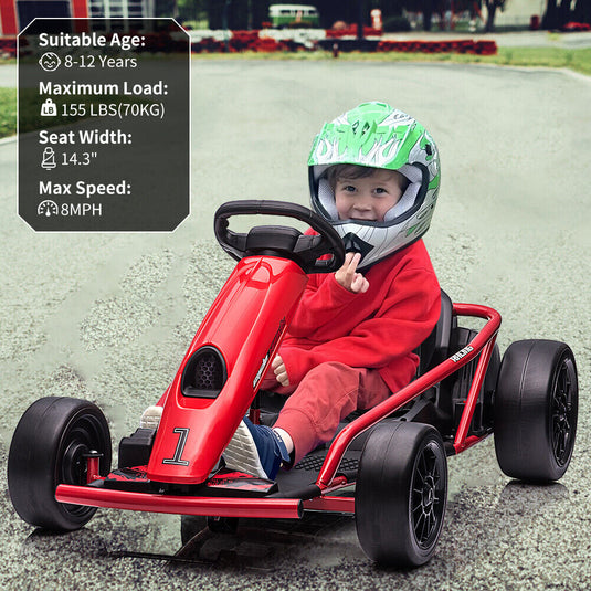 300W Electric Go Kart for Kids - Powerful Motors for Outdoor Drifting Fun!