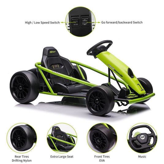 300W*2 Electric Go Kart for Kids 8-12 Years with Music and 175LBS Weight Capacity