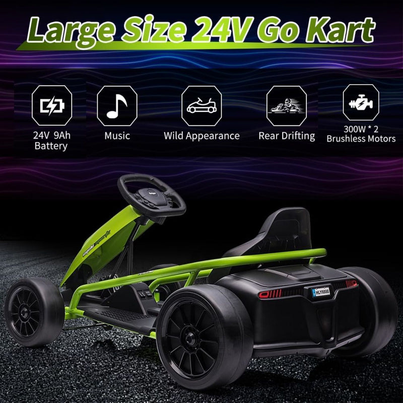 Load image into Gallery viewer, 300W*2 Electric Go Kart for Kids 8-12 Years with Music and 175LBS Weight Capacity
