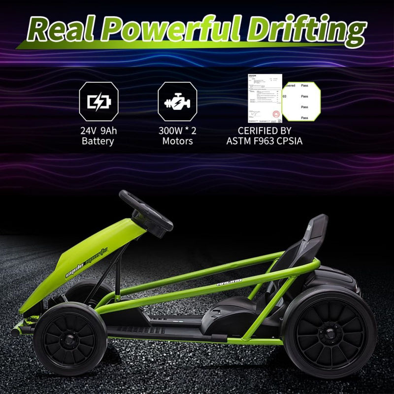 Load image into Gallery viewer, 300W*2 Electric Go Kart for Kids 8-12 Years with Music and 175LBS Weight Capacity
