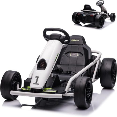 300W*2 Powerful Motors Go Kart for Kids 8-12 Years with Music and 175LBS Load Capacity