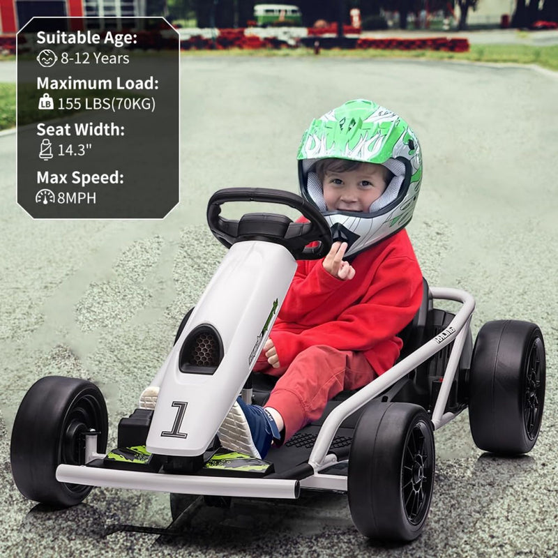 Load image into Gallery viewer, High-Speed Drifting Go Kart for Kids 8-12 Years - 24V Electric Ride-On with 8MPH Top Speed and Adjustable 14.3 Seat
