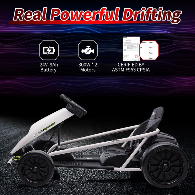 Load image into Gallery viewer, High-Speed Drifting Go Kart for Kids 8-12 Years - 24V Electric Ride-On with 8MPH Top Speed and Adjustable 14.3 Seat
