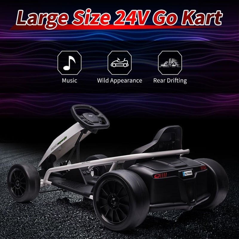 Load image into Gallery viewer, High-Speed Drifting Go Kart for Kids 8-12 Years - 24V Electric Ride-On with 8MPH Top Speed and Adjustable 14.3 Seat
