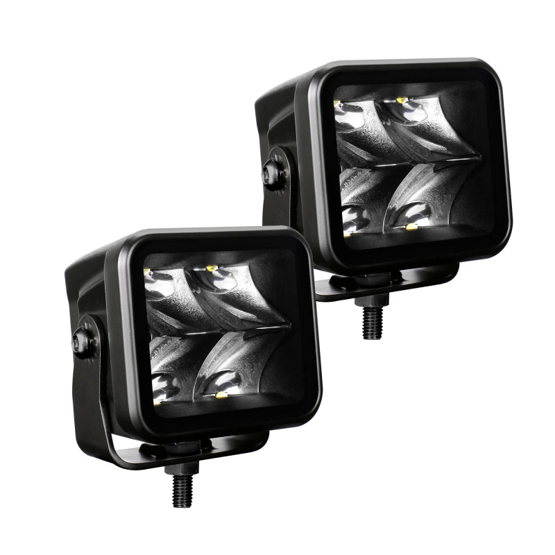 Load image into Gallery viewer, Go Rhino Xplor Blackout Series Cube LED Spot Light Kit (Surface/Threaded Stud Mnt) 2x2 - Blk (Pair)
