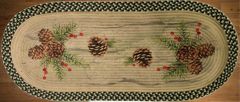 Load image into Gallery viewer, Braided Rug 48-inch Oval-Pine Cone and Berries
