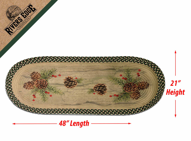 Load image into Gallery viewer, Braided Rug 48-inch Oval-Pine Cone and Berries
