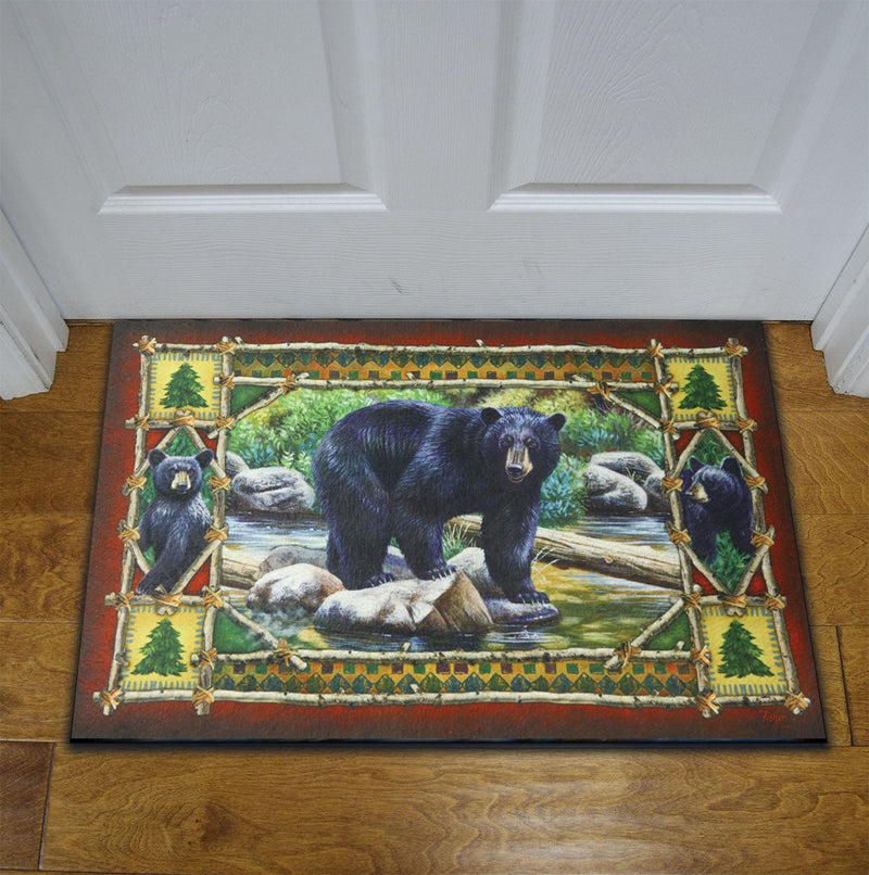 Load image into Gallery viewer, Door Mat Rubber 26in x 17in-Bear Scene
