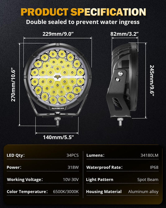 RAY-L Series 7/9 Inch Dual DRL Offroad LED Driving Lights
