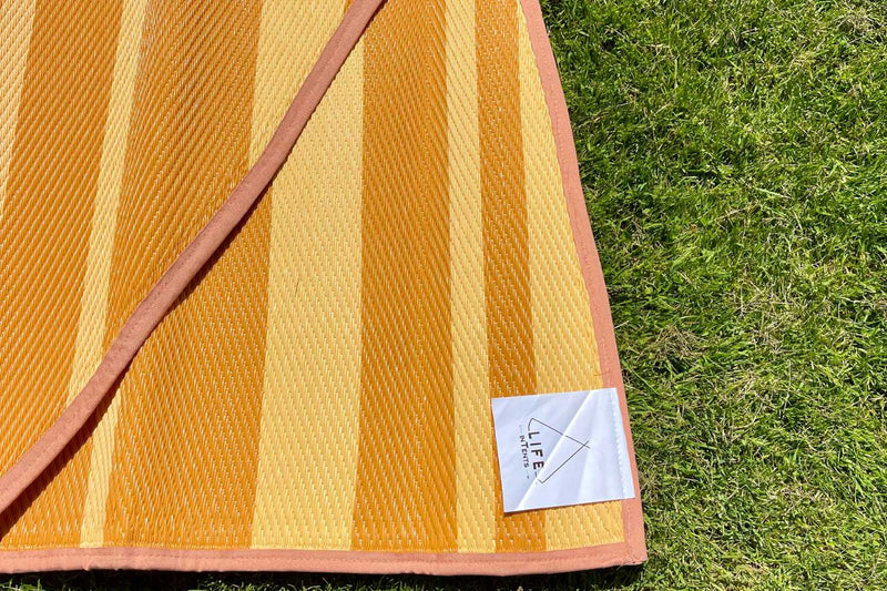 Load image into Gallery viewer, Striped Bell Tent Floor Matting | Citrus Tones | 13' (4M)

