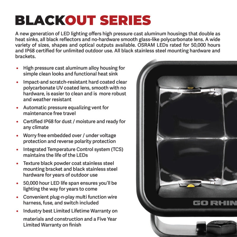 Load image into Gallery viewer, Go Rhino Xplor Blackout Series Maxline LED Hi/Low Beam w/Multi DRL (Surface Mount) 7in. - Blk
