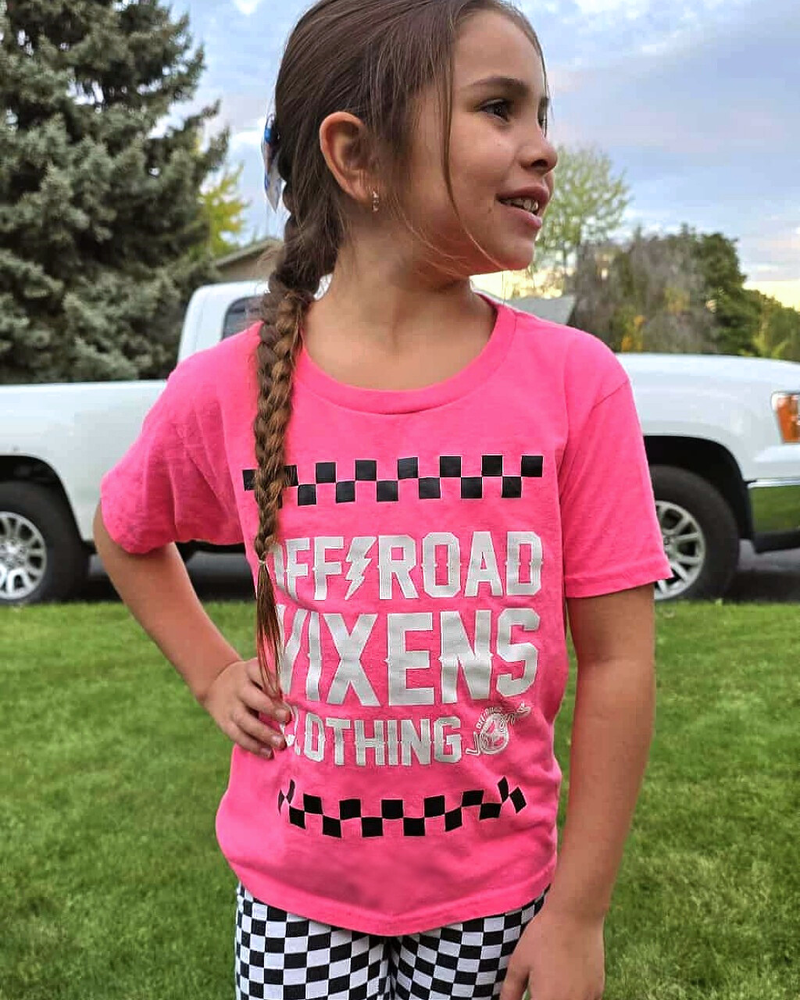 Load image into Gallery viewer, Youth Checked out Tee - Neon Pink
