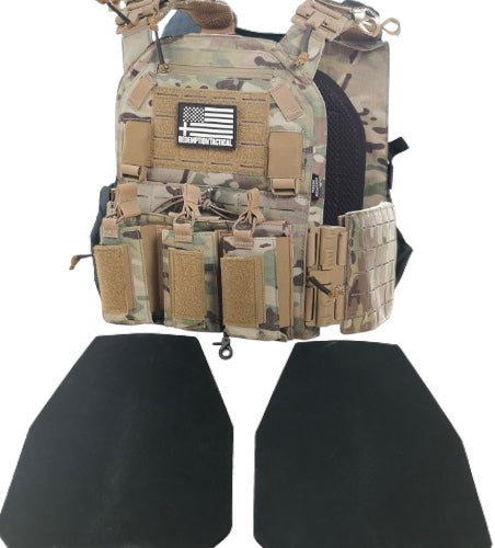 Load image into Gallery viewer, NIJ Certified LEVEL IV Crusader 2.0 Kit (2) 10x12 Front/Back Ceramic Plates + Crusader 2.0 Carrier
