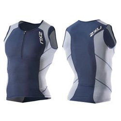 Load image into Gallery viewer, 2XU Men&#39;s Compression Tri Singlet, White/Grey (Small)
