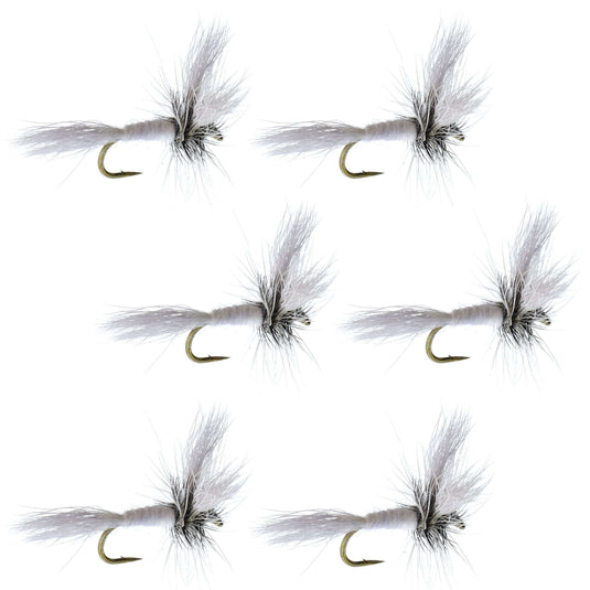 Barbless White Wulff Classic Hair Wing Dry Fly - 6 Flies Hook Size 14