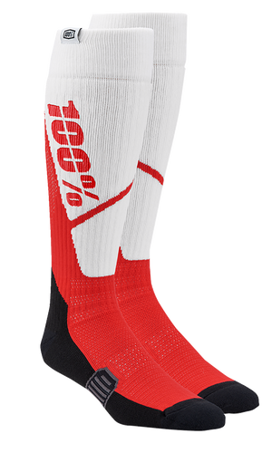 100% Torque Comfort Moto Socks - White/Red - Small/Medium 20053-00009