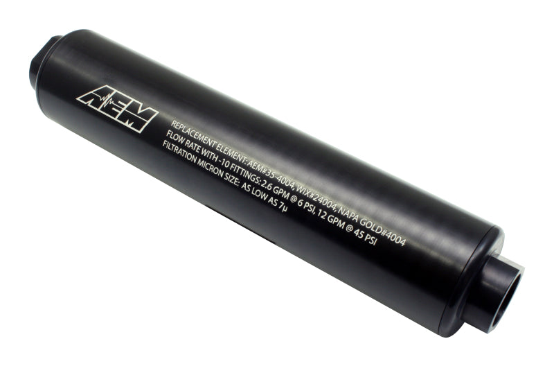 Load image into Gallery viewer, AEM Electronics Black Universal High Flow -10 AN Inline Fuel Filter
