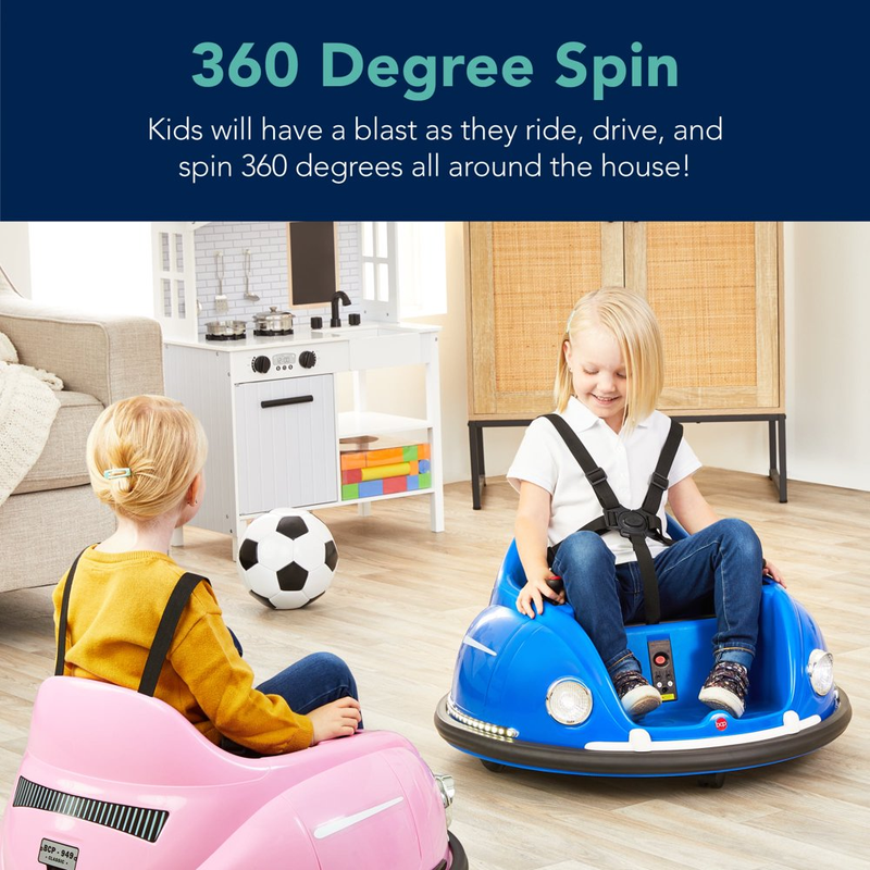 Load image into Gallery viewer, 360 Degree Bumper Car Toy for Kids with Remote Control, Safety Harness, and Lights
