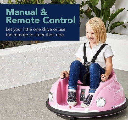 360 Degree Spin Bumper Car Toy for Kids with Remote Control and Safety Harness