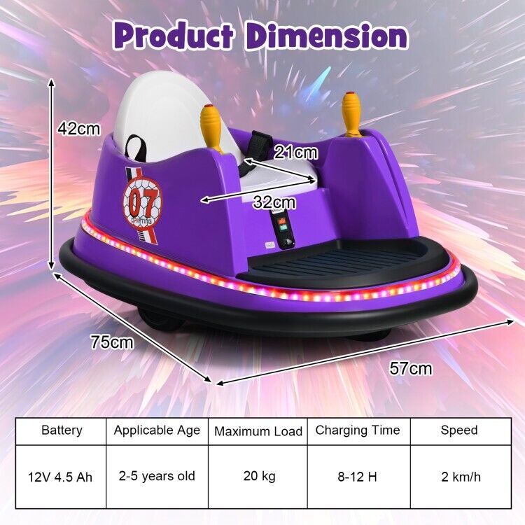 Load image into Gallery viewer, 360 Degree Spin Kids Ride On Bumper Car with Remote Control - 12V Race Toy
