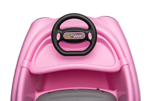 360° Pink Bumper Car Ride-On Toy with LED Remote Control for Kids (12V)