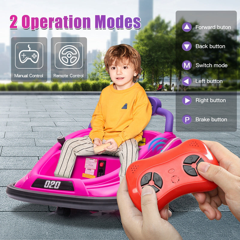 Load image into Gallery viewer, 360° Rotating Kids Electric Bumper Car with Remote Control and LED Lights - 12V Ride On Vehicle
