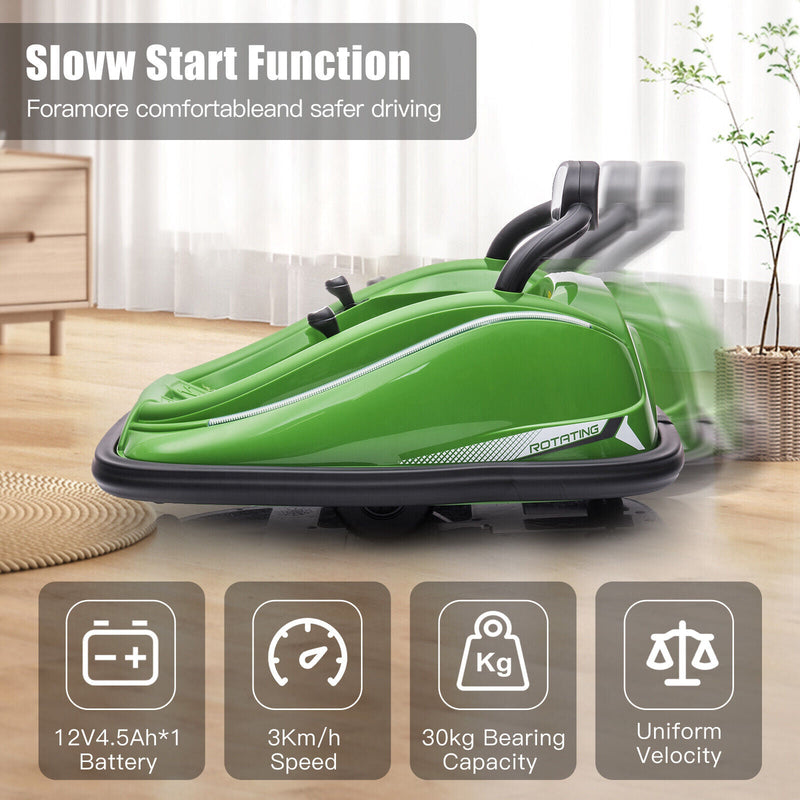 Load image into Gallery viewer, 360° Spin Electric Bumper Car for Kids with Remote Control and LED Lights - 12V Ride On Vehicle
