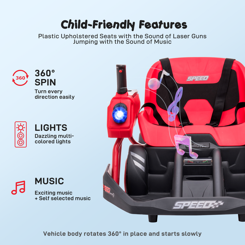 Load image into Gallery viewer, 360° Rotating Ride-On Car for Kids with Dual Steering Control and Remote
