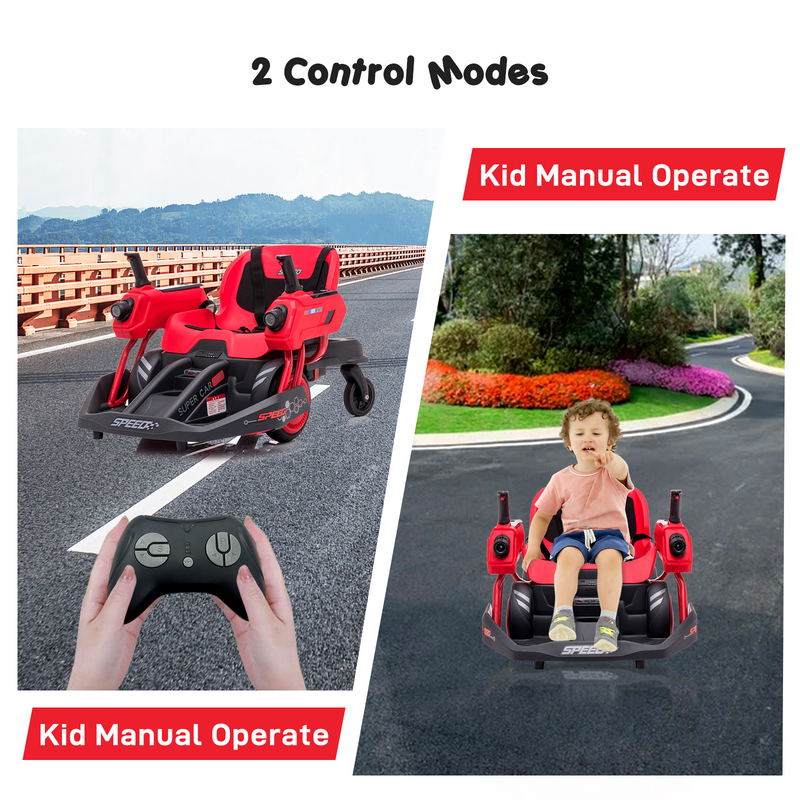 Load image into Gallery viewer, 360° Rotating Ride-On Car for Kids with Dual Steering Control and Remote
