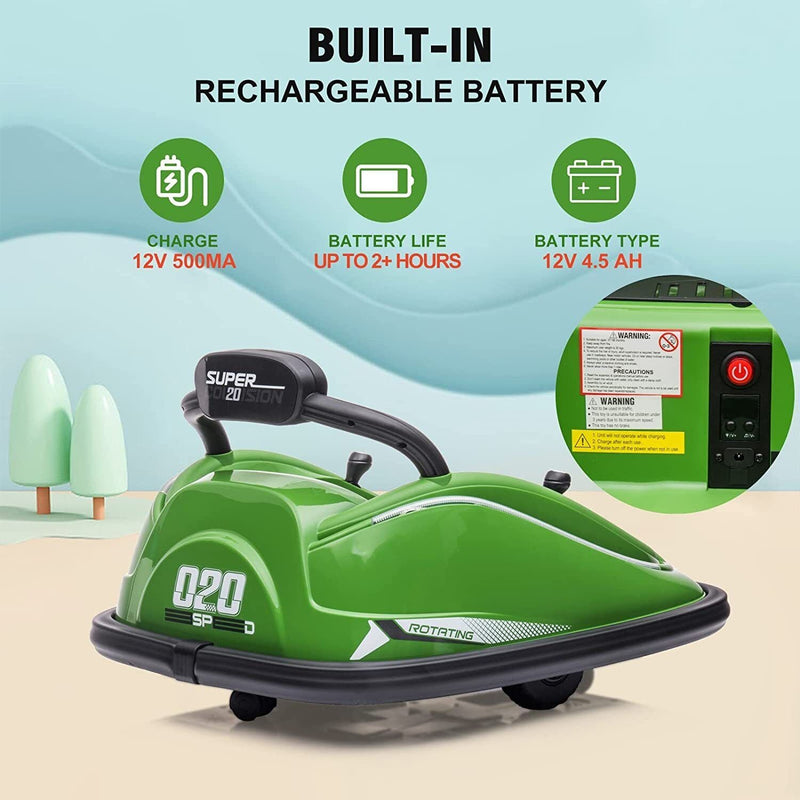 Load image into Gallery viewer, 360° Spin Electric Bumper Car for Kids with Remote Control - 12V Toy Vehicle
