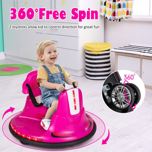 360 Spin Pink Electric Ride On Car for Kids and Toddlers - 6V Bumper Vehicle