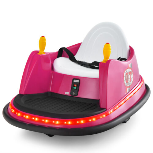 360° Spin Race Bumper Car 12V Toy with Remote Control - Pink
