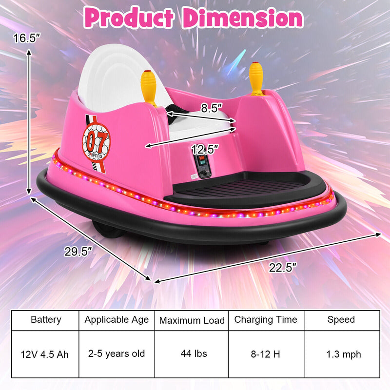 Load image into Gallery viewer, 360° Spin Race Bumper Car 12V Toy with Remote Control - Pink
