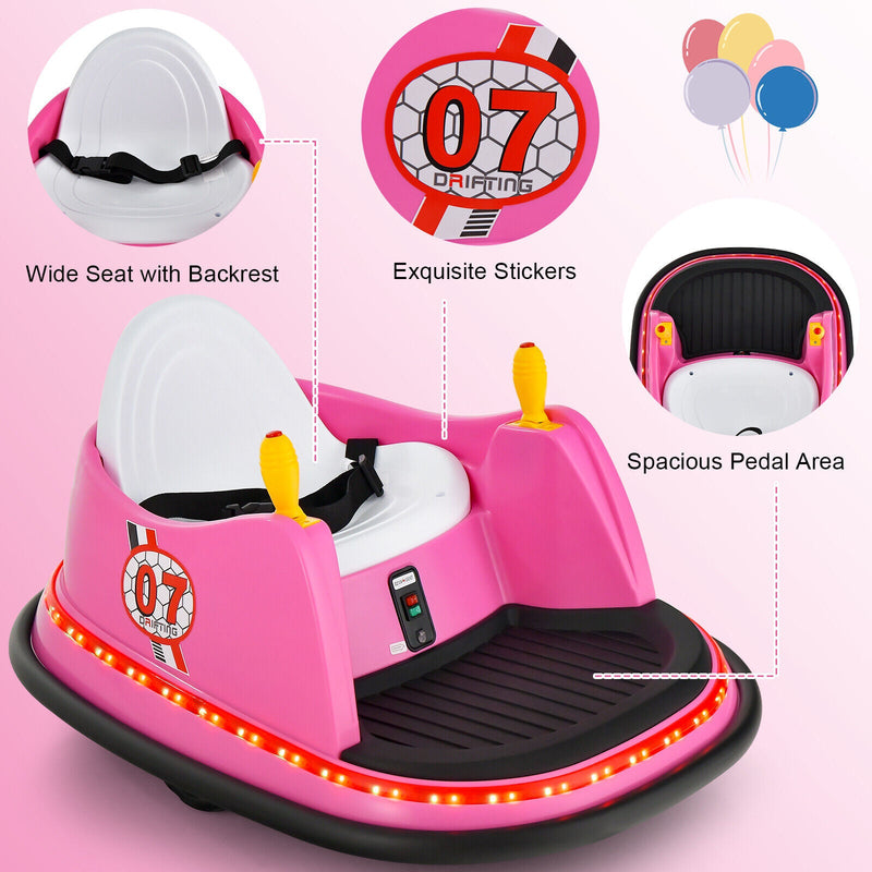 Load image into Gallery viewer, 360° Spin Race Bumper Car for Kids with Remote Control - Pink 12V Vehicle
