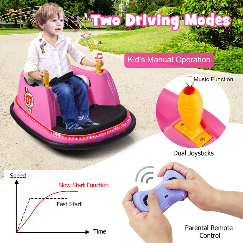 Load image into Gallery viewer, 360° Spin Race Bumper Car for Kids with Remote Control - Pink 12V Vehicle
