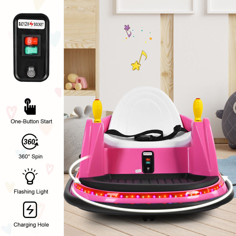 Load image into Gallery viewer, 360° Spin Race Bumper Car for Kids with Remote Control - Pink 12V Vehicle

