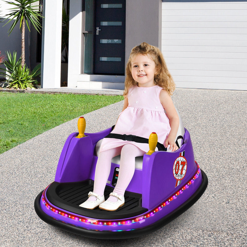 Load image into Gallery viewer, 360° Spin Race Bumper Car for Kids with Remote Control - Purple 12V Vehicle
