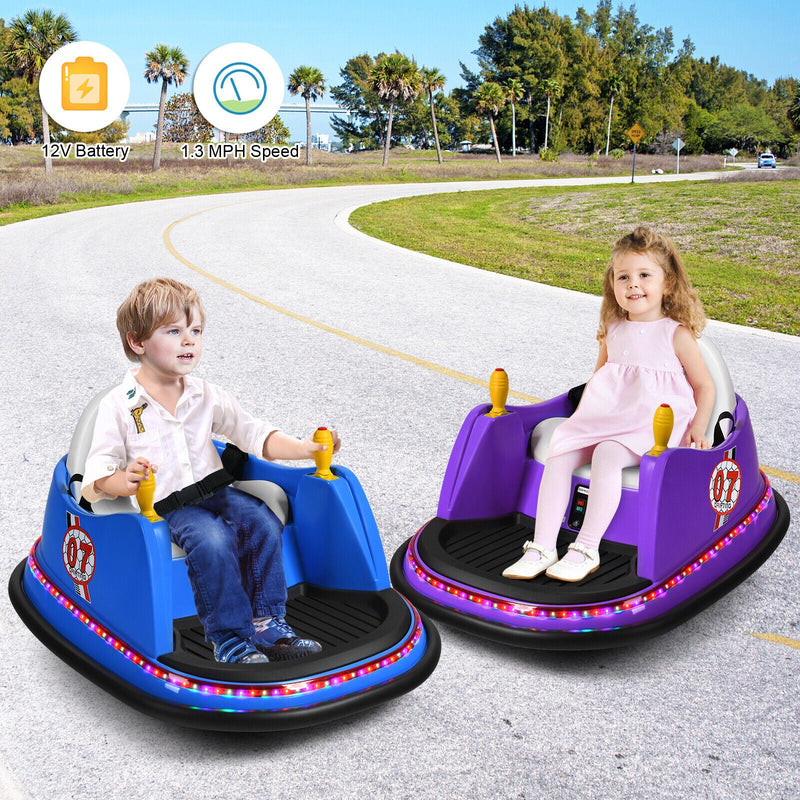 Load image into Gallery viewer, 360° Spin Race Bumper Car for Kids with Remote Control - Purple 12V Vehicle
